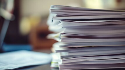Stack of Paper Documents on a Desk