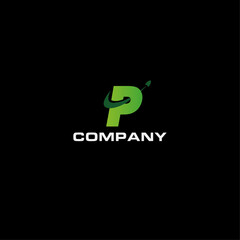 Letter P logo flat vector design