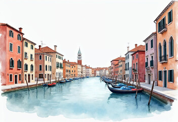 Obraz premium Aesthetic Italy Venice landscape illustration or cartoon