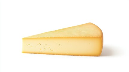 A large wedge of Holland cheese with a smooth, pale yellow interior, isolated on a white background, with subtle shadows to create a realistic effect