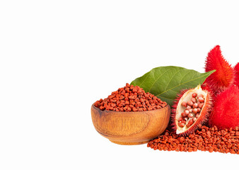 Organic annatto seeds in the bowl - Bixa Orellana Plant