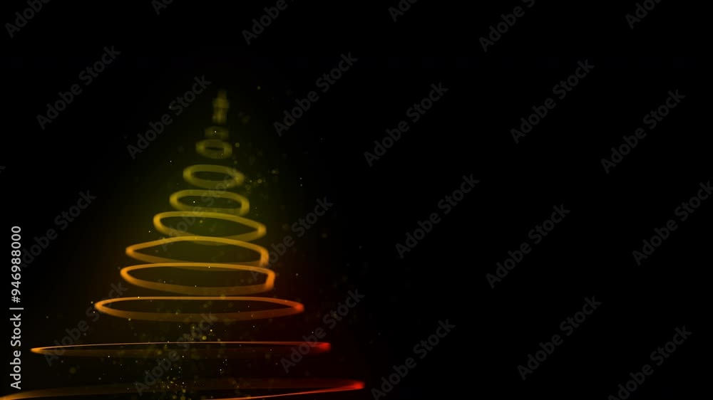 Aufkleber christmas tree, digital and light effect with pattern on black background for celebration or holiday
