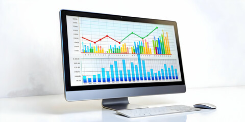 Floating Holographic Loan Documents and Interest Rate Graphs Displayed on Glossy Desktop Monitor - Professional Financial Concept with Copy Space