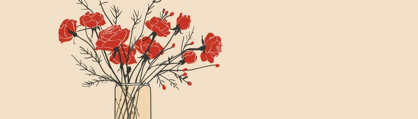 Simple Red Roses in a Vase.