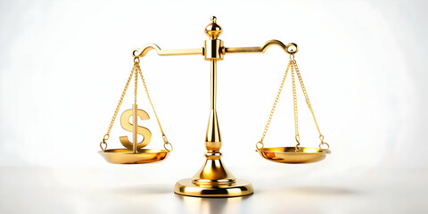3D Glowing Abstract Balance Scales with Dollar and Euro Symbols Concept for Global Currencies on White Background