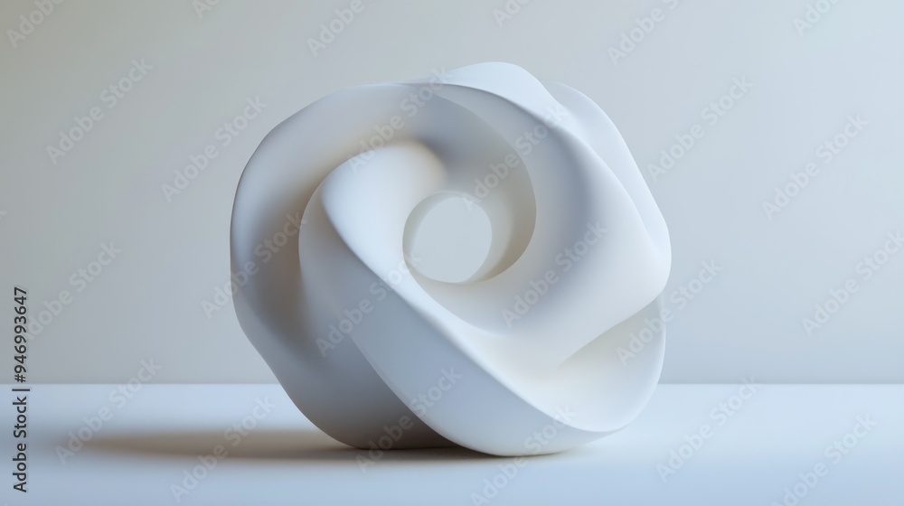 Wall mural white abstract sculpture with a circular hole