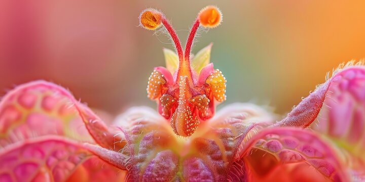 Close up macro photography of the adorable flower head of the Shrimp plant Beloperone Koebiso Justicia brandegeeana