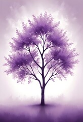 Obraz premium Purple Tree Illustration Digital Painting Abstract Nature Artwork Design