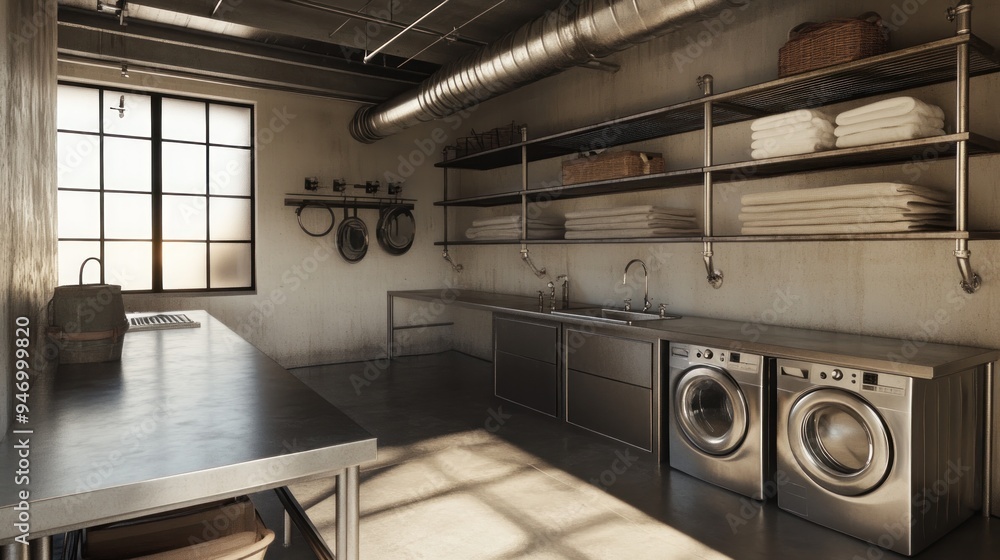 Poster Modern Laundry Room with Industrial Design