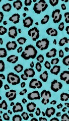 Fototapeta premium Blue Leopard Animal Pattern Wild Cat Illustration Background Graphic Design