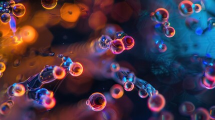 Abstract  Water Droplets  with Neon Lights
