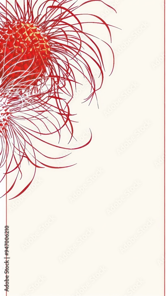 Sticker Abstract red flower with white background.