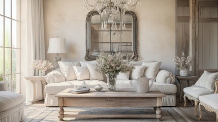 Elegant French Country Living Room Interior Design