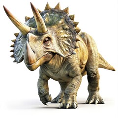 Fototapeta premium High-quality image of a triceratops dinosaur with detailed features and a white background 