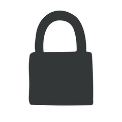 Vector hand drawn lock silhouette isolated on white background