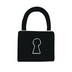 Vector hand drawn sketch doodle lock isolated on white background