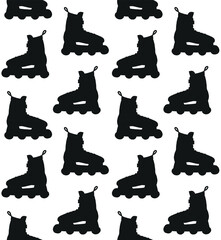 Vector seamless pattern of hand drawn sketch doodle roller skate silhouette isolated on white background