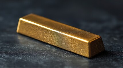 A close-up of a gold bar resting on a sleek black surface, each angle catching the light and highlighting the richness of its metallic sheen.