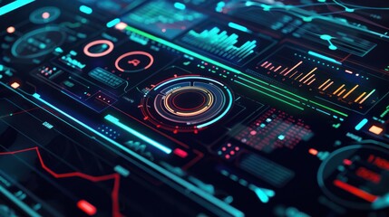 Futuristic Interface with Glowing Data