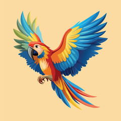 Colorful Macaw with Open Wings Flying