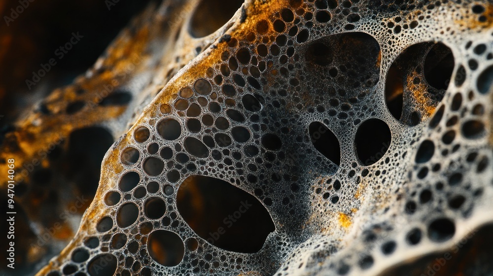 Sticker Close-up of a Honeycomb-like Structure with Circular Openings