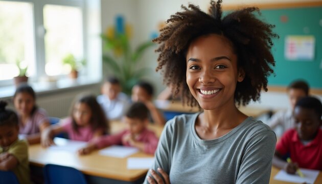 World Teachers' Day portrait of a smiling African American teacher