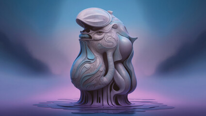 Fototapeta premium illustration of a sculpture in a dark background