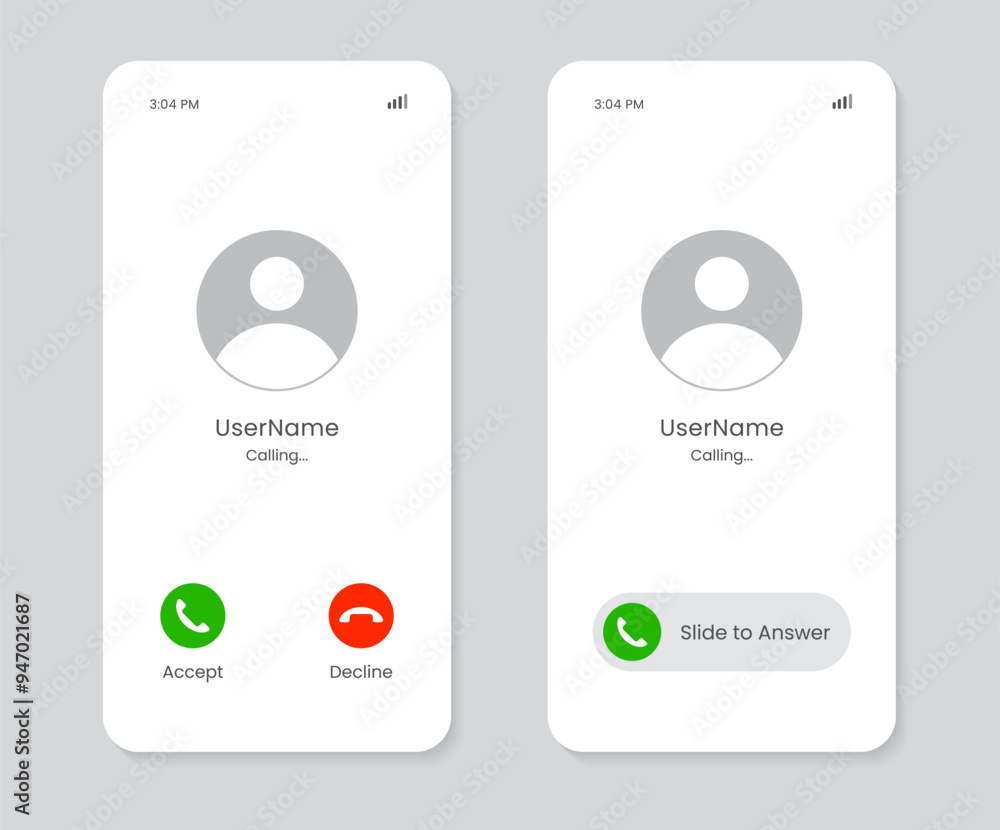 Fototapete phone call screen ui interface set. accept button, reject button. incoming call. interface for incom