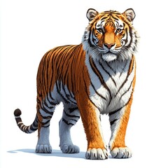Fototapeta premium A Majestic Tiger Standing Proudly with White Background