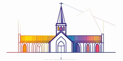 Fototapeta premium Church building icon with a gradient effect.