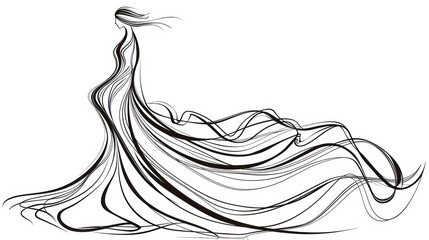 Abstract Woman in Flowing Dress.