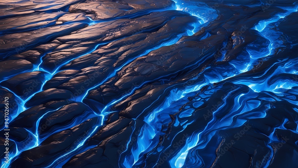 Canvas Prints Blue Molten Lava Texture