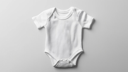 White baby onesie lying on grey background