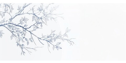 Fototapeta premium Hand drawn illustration of a tree branch with leaves.