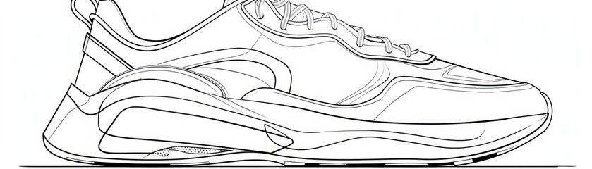 Fototapeta premium Sneakers line art.