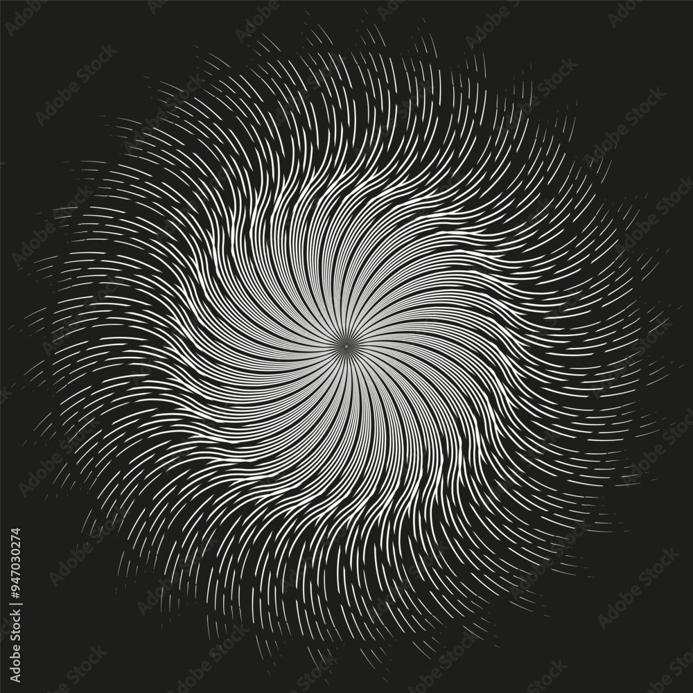 Poster abstract circular pattern. hypnotic swirl effect. black and white vortex. vector radial design.