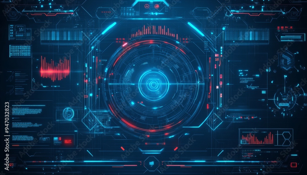 Poster digital hud illustration for game background design abstract business data interface concept