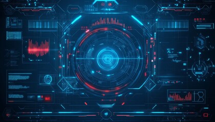 Digital hud illustration for game background design  abstract business data interface concept