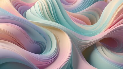 Obraz premium Graceful 3D Abstract Background with Flowing Organic Shapes, Soft Pastel Gradients, and Ambient Light Glow
