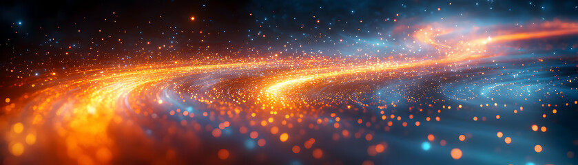 Obraz premium Vibrant Abstract Digital Art of Mid Autumn Festival Parade: Glowing Lights, Colorful Floats, Wide Shot Capturing Parade Flow - Photo Stock Concept