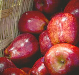 Basket of red delicious apples, close-up.