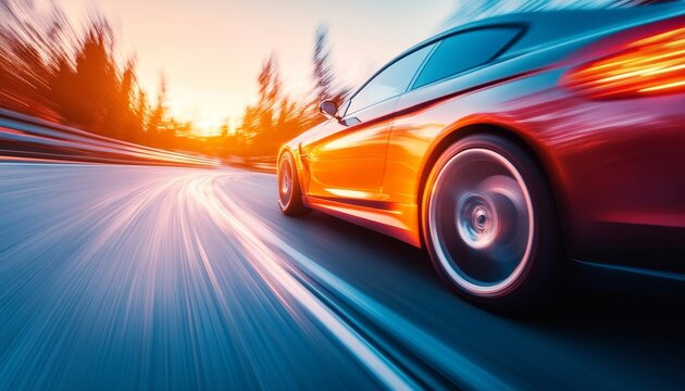 Futuristic electric vehicle showcasing advanced automotive technology and speed on the road