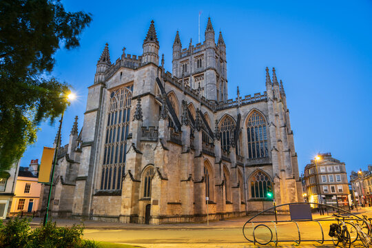Historic Bath Abbey in Bath Old town center, England
