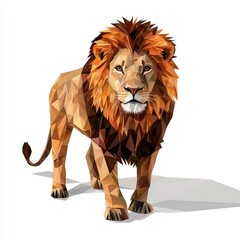 Obraz premium Low Poly Lion with a White Background