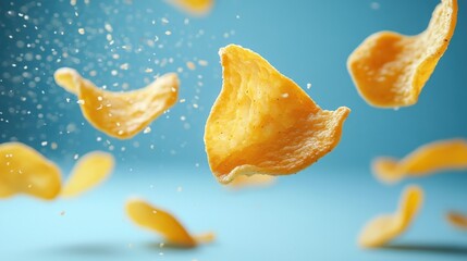 Fototapeta premium Dynamic Shot of Floating Potato Chips