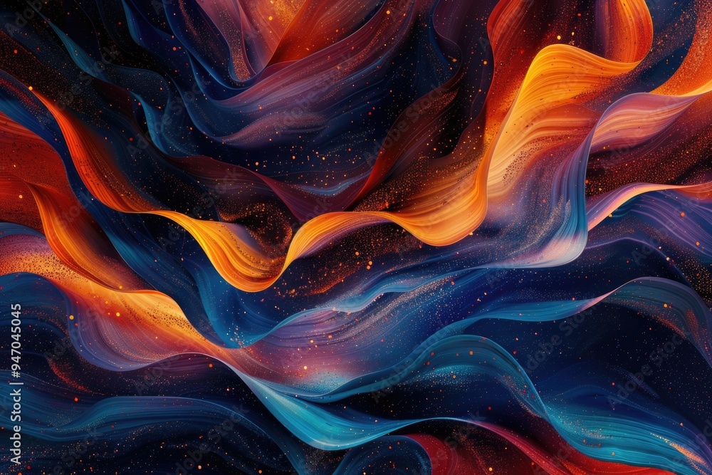 Poster a vibrant wave of paint flows across the canvas, with colors blending together in a beautiful gradie