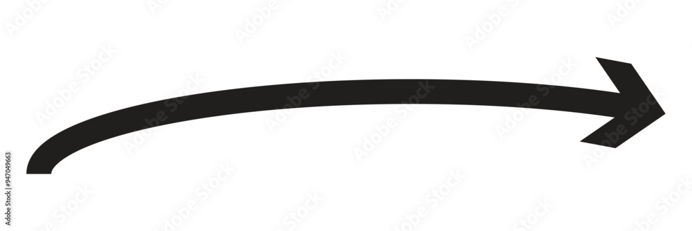 Poster long curve arrow. flat style curved arrow icon.