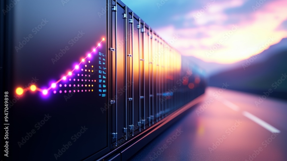 Aufkleber a computer server rack is lit up with a rainbow of colors