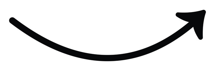 Long arrows icon. Long curved hand drawn arrow isolated. 