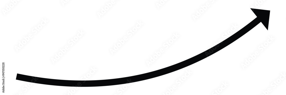 Poster long curve arrow. flat style curved arrow icon.